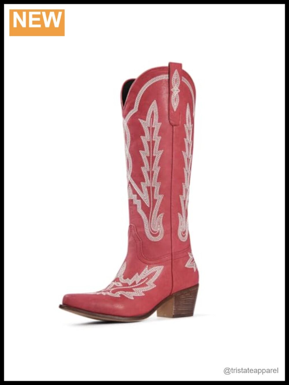 Women's Knee-High Cowboy Boots Embroidered PU Western Cowgirl Boots